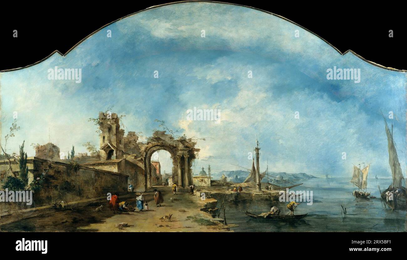 Francesco Guardi - Fantastic Landscape  Italian, Venice 1712–1793 Venice ca. 1765; Oil on canvas; Stock Photo