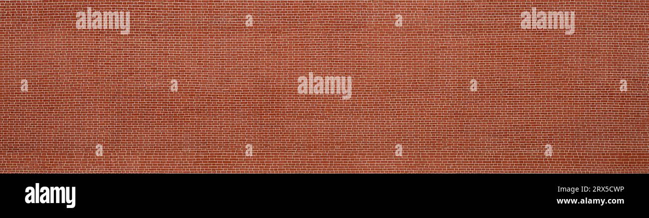 Brick Wall background, wide panorama of old solid masonry Stock Photo