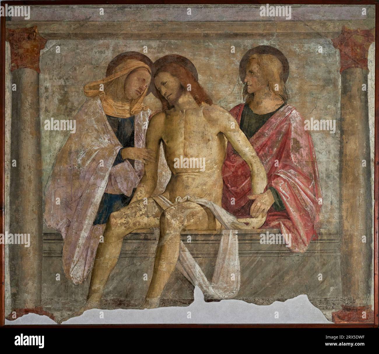 Pietà - affresco - Altobello Melone - 1530 -  Brescia, chiesa di San Francesco d'Assisi Stock Photo