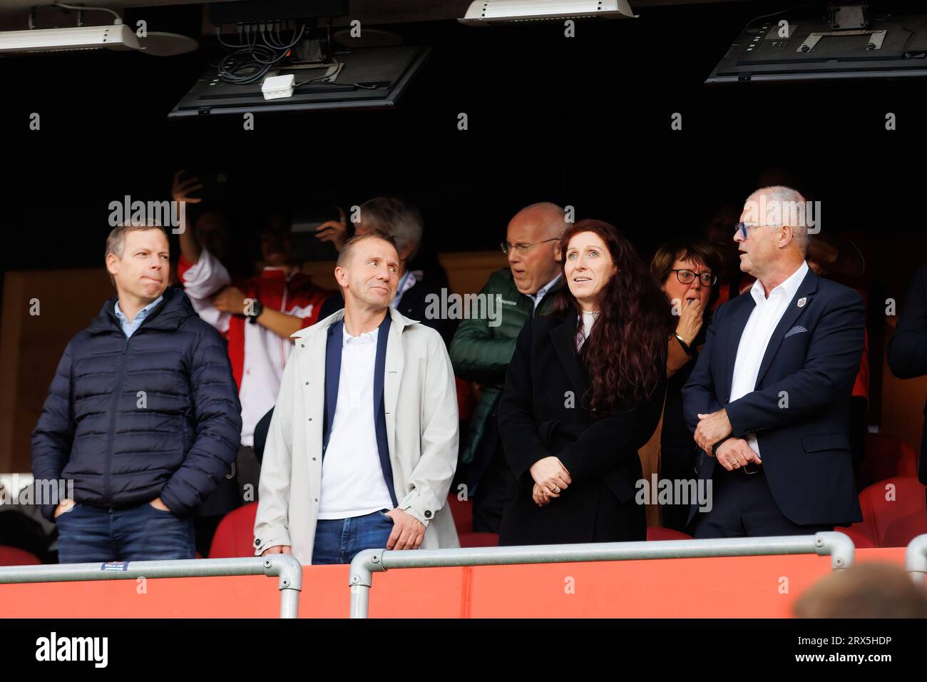 Oslo, Norway. 22nd Sep, 2023. President of the Norwegian Football Federation Lise Klaveness seen on the stands during the UEFA Nations League match between Norway and Austria at Ullevaal Stadion in Oslo. (Photo Credit: Gonzales Photo/Alamy Live News Stock Photo