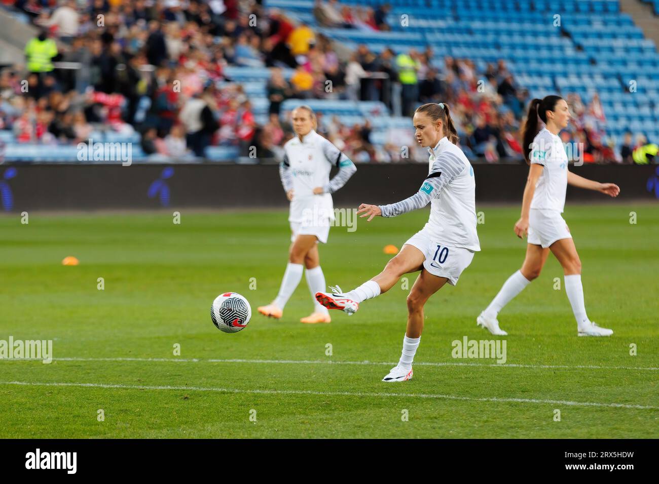 Oslo, Norway. 22nd Sep, 2023. Caroline Graham Hansen (10) of Norway warms up before the UEFA Nations League match between Norway and Austria at Ullevaal Stadion in Oslo. (Photo Credit: Gonzales Photo/Alamy Live News Stock Photo