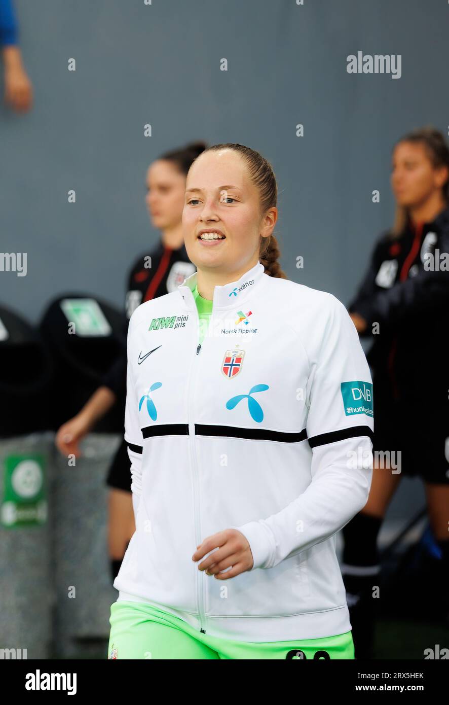 Oslo, Norway. 22nd Sep, 2023. Goalkeeper Aurora Mikalsen (23) of Norway seen during the UEFA Nations League match between Norway and Austria at Ullevaal Stadion in Oslo. (Photo Credit: Gonzales Photo/Alamy Live News Stock Photo
