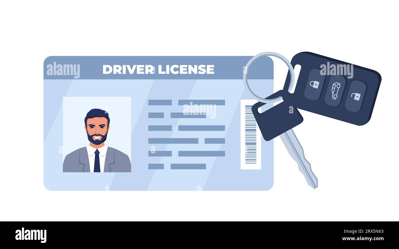 Driver License ID card and Car key with Charm of the alarm system