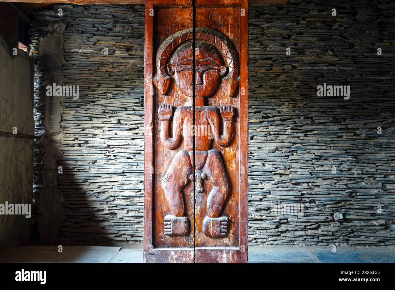 Paiwan Wooden Carving in Taiwan Scenic Area of China Ethnic Museum Stock Photo