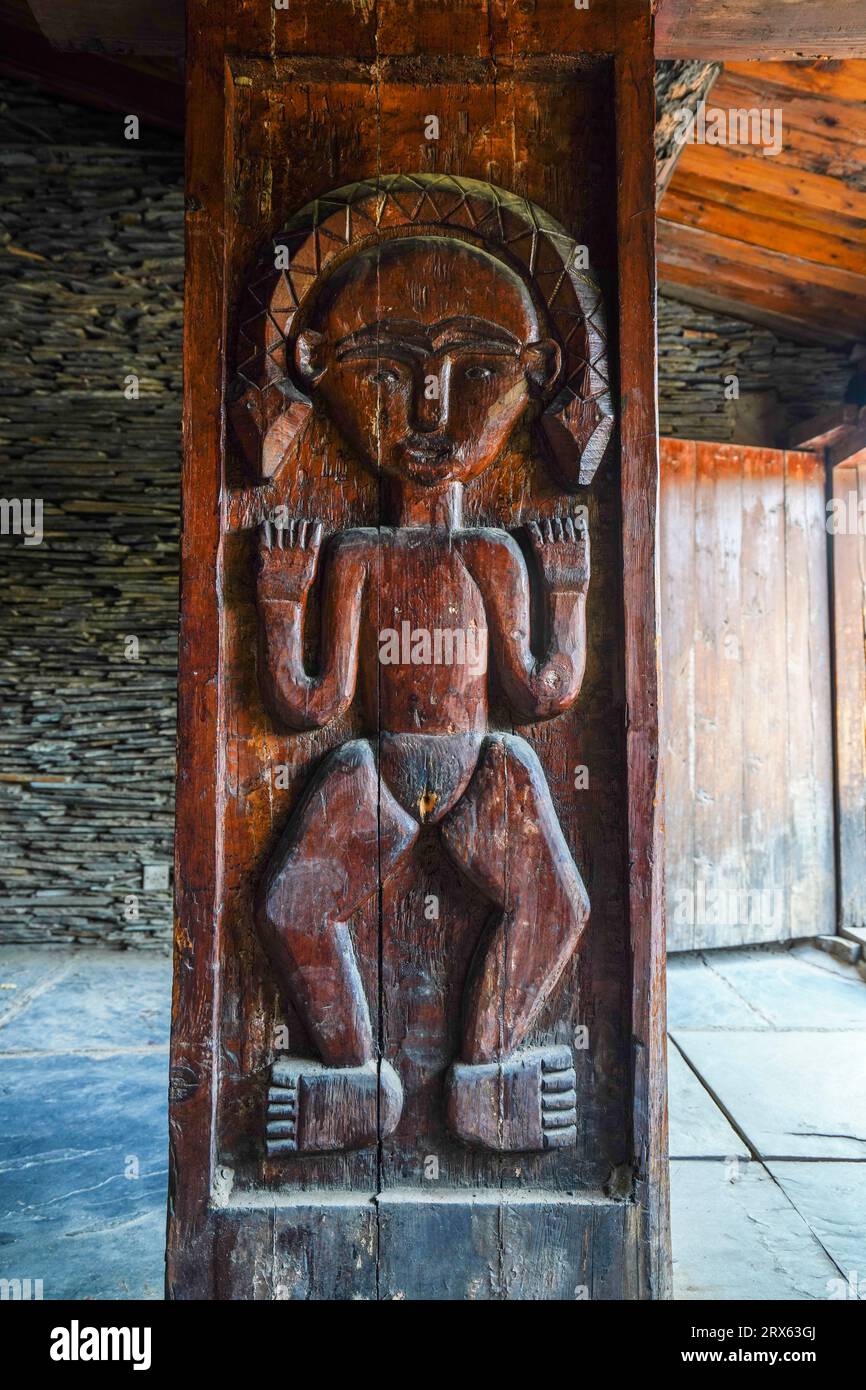 Paiwan Wooden Carving in Taiwan Scenic Area of China Ethnic Museum Stock Photo