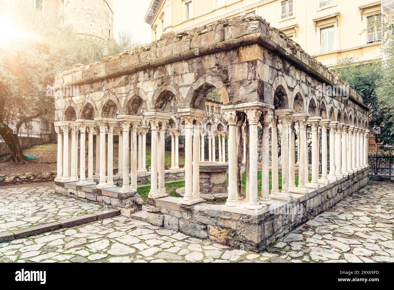 Italy, Liguria, Genoa, Ruins of St. Andrew Cloister Stock Photo
