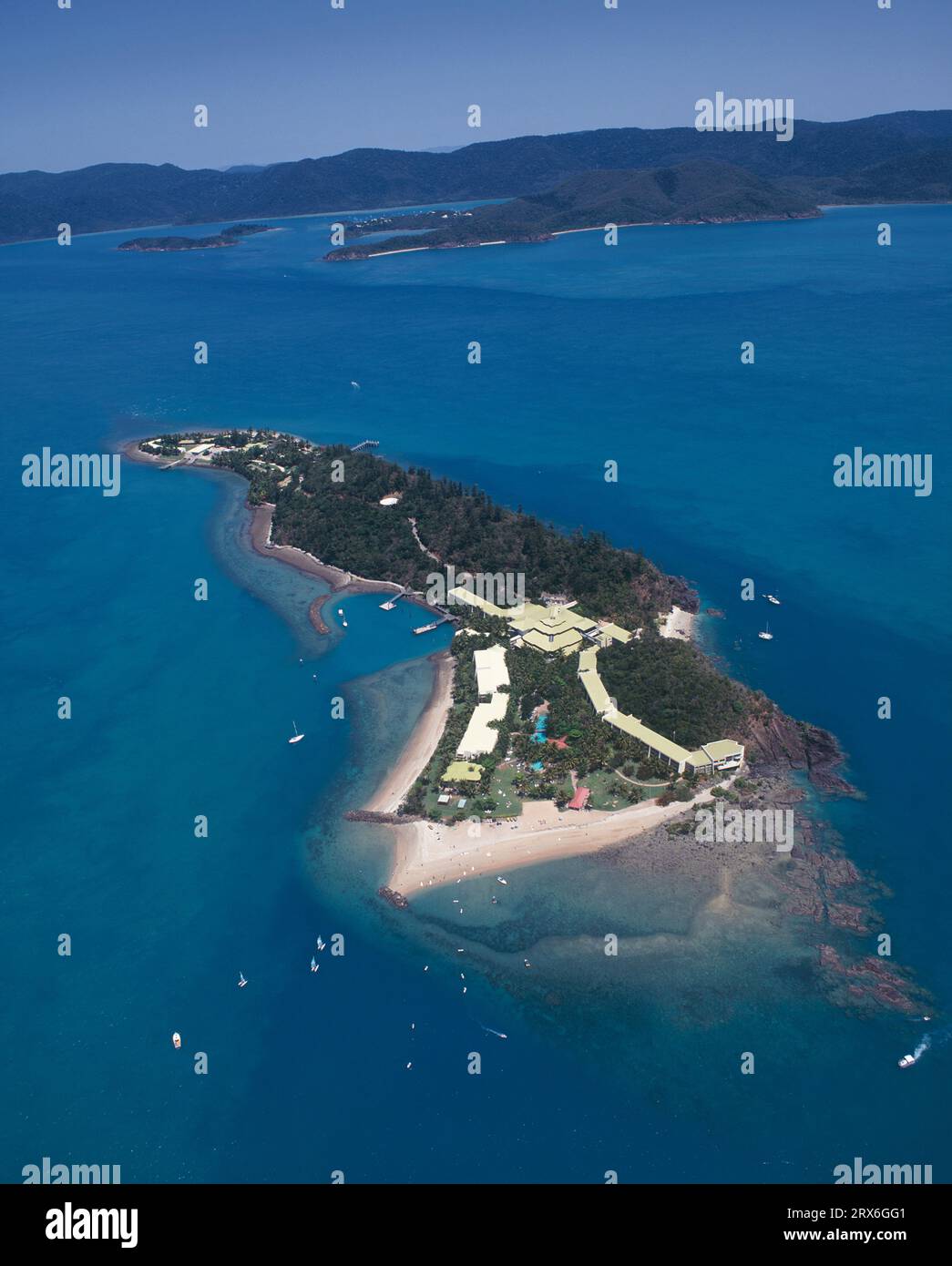 Australia. Queensland. Whitsundays. Aerial view of Daydream Island. Stock Photo