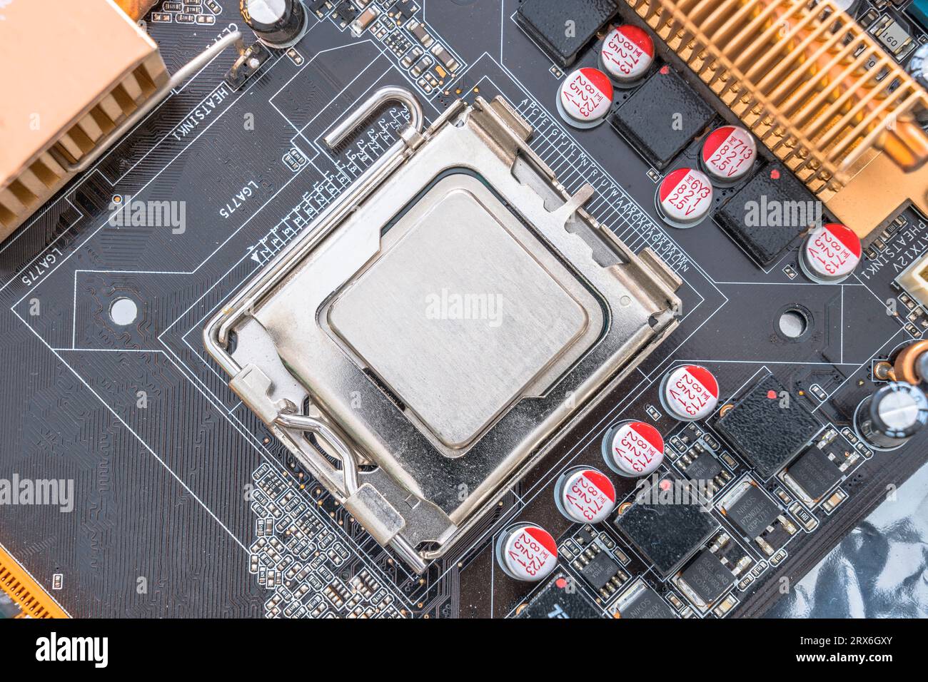 CPU in mother board CPU slot Stock Photo