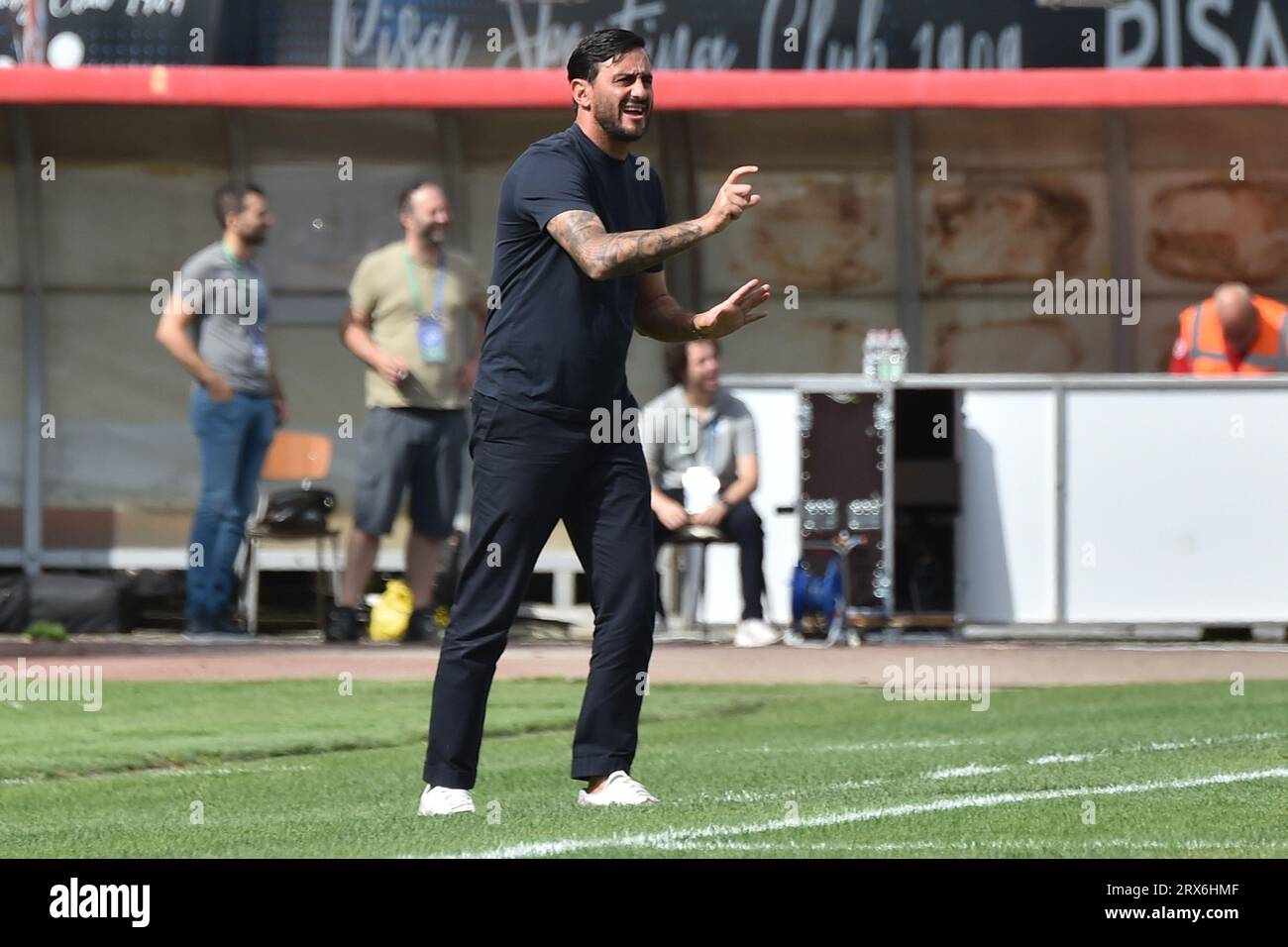 Head coach of Pisa Alberto Aquilani  during  Feralpisalo vs AC Pisa, Italian soccer Serie B match in Piacenza, Italy, September 23 2023 Stock Photo