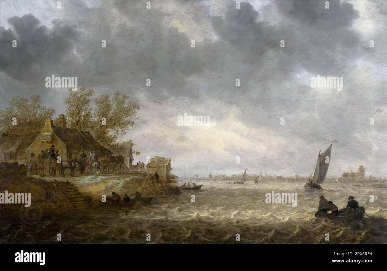 Jan van Goyen - View of Dordrecht from Papendrecht 1633, 46.8×73 cm. Jan van Goyen (1596-1656) Stock Photo