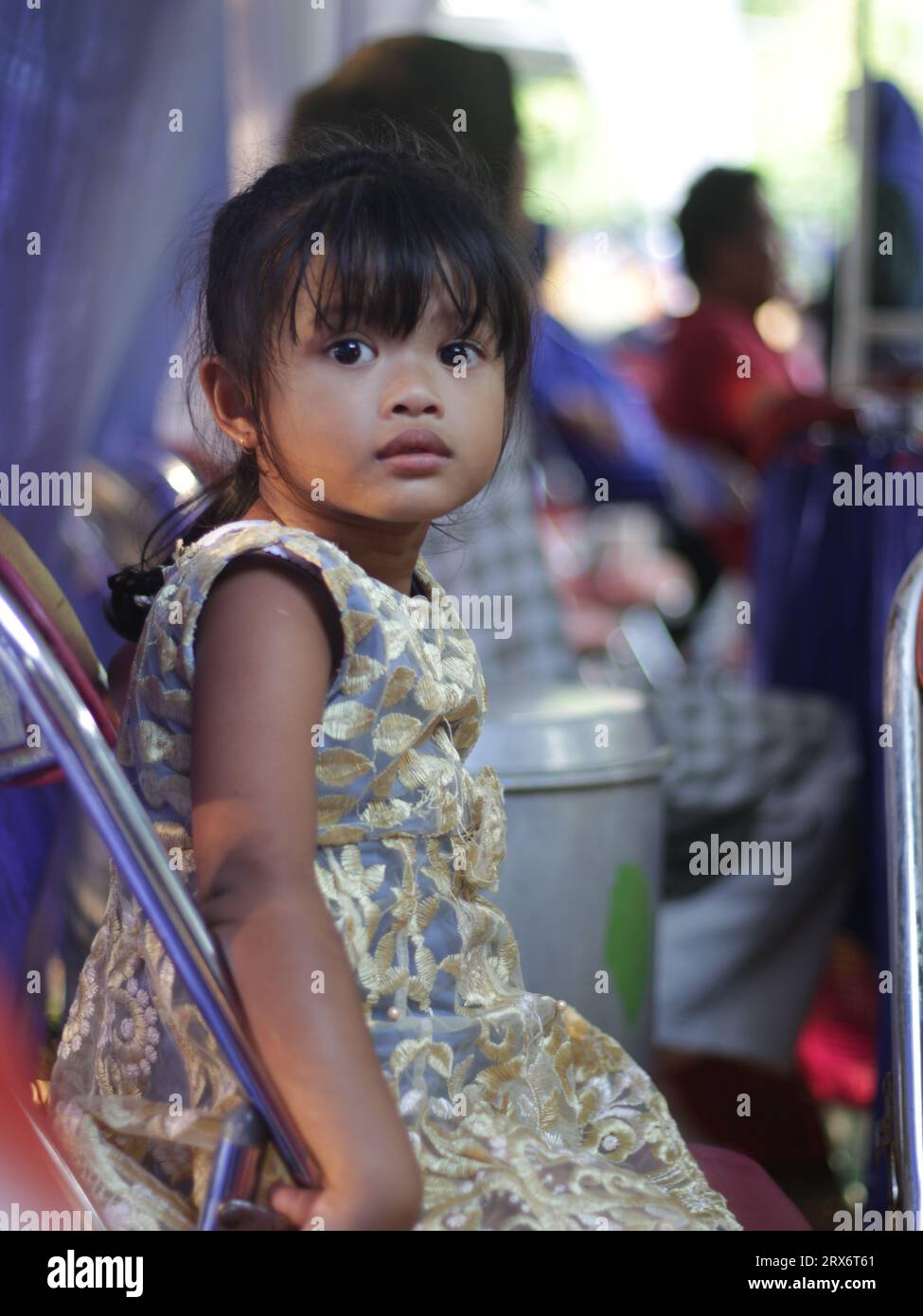 cute little girl with big eyes Stock Photo