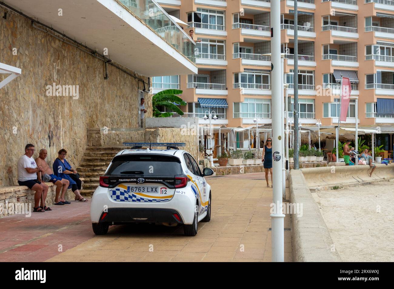 Stock picture dated September 15th 2023 shows a police car in the holiday resort of Magaluf in Mallorca on the Balearic Islands,Spain, on a cloudy day Stock Photo