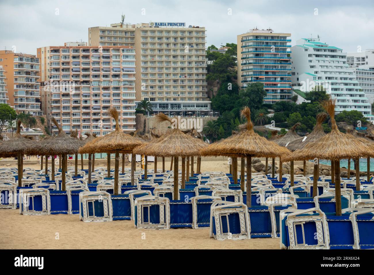 Stock picture dated September 15th 2023 shows the holiday resort of Magaluf in Mallorca on the Balearic Islands,Spain, on a cloudy day. Stock Photo