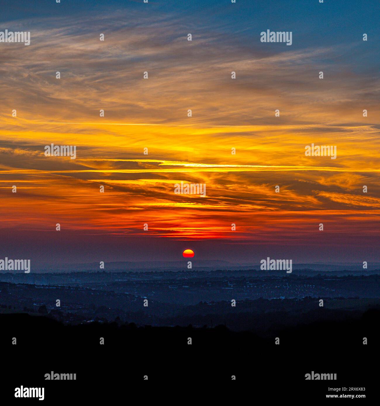 Sunset over the English South Downs Stock Photo