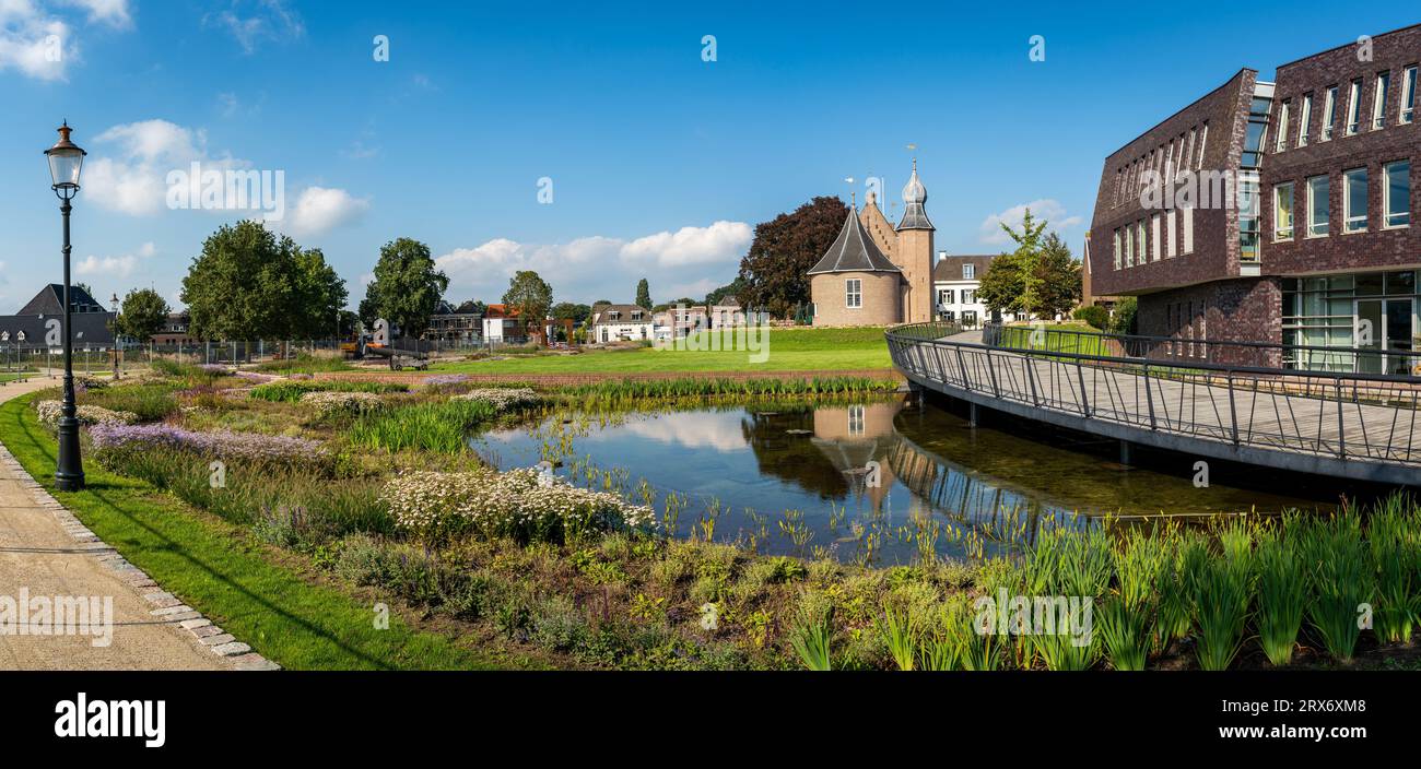 Panorama of Coevorden, Province of Drenthe, The Netherlands. Historical castle seen from the park Stock Photo