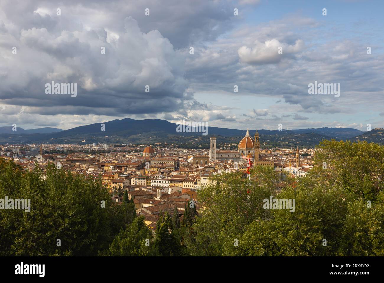View of the city of Florence from the Forte di Belvedere, Italy Stock Photo