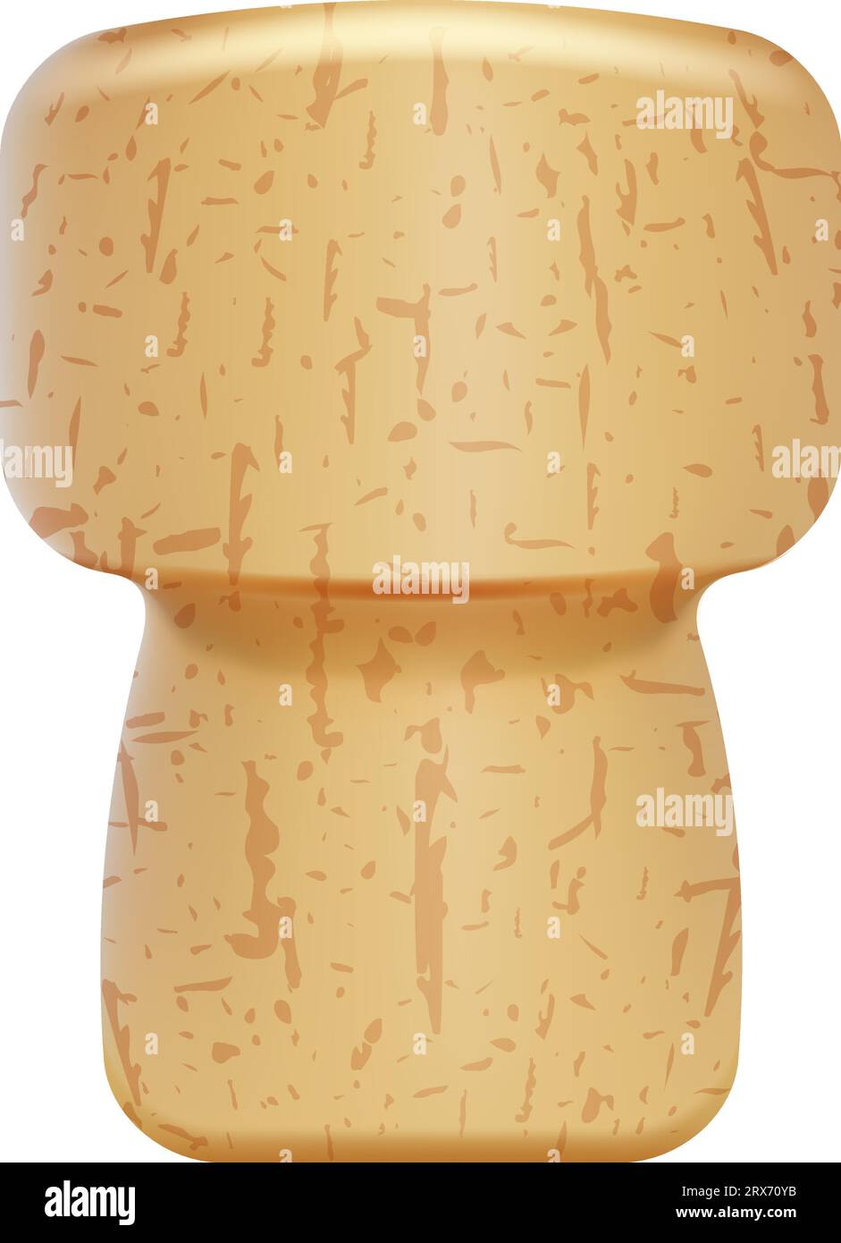 Champagne cork made of cork wood with texture isolated on a white
