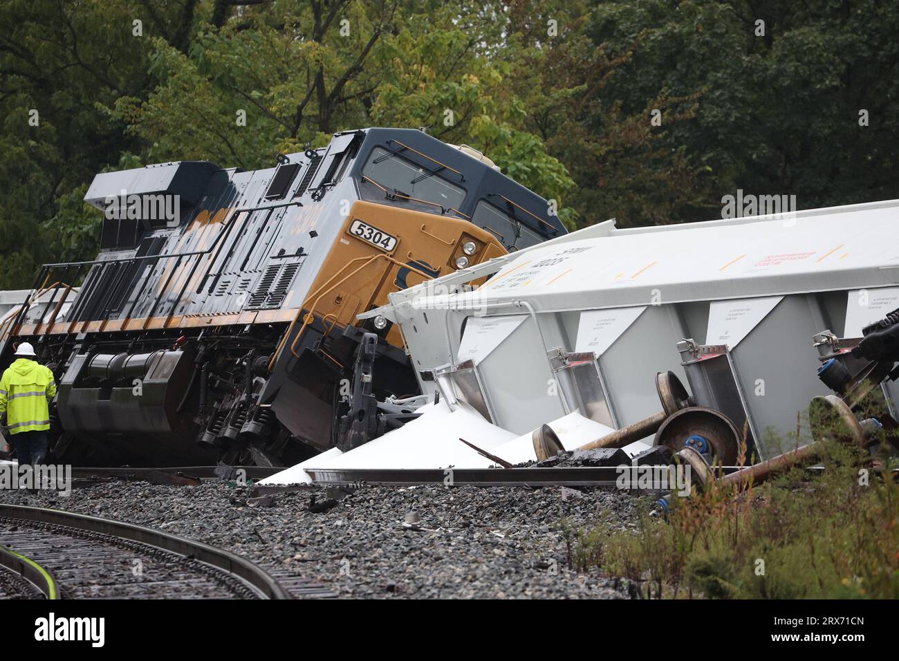 Hyattsville, MD, USA. 23rd Sep, 2023. View of a CSX Train derailment