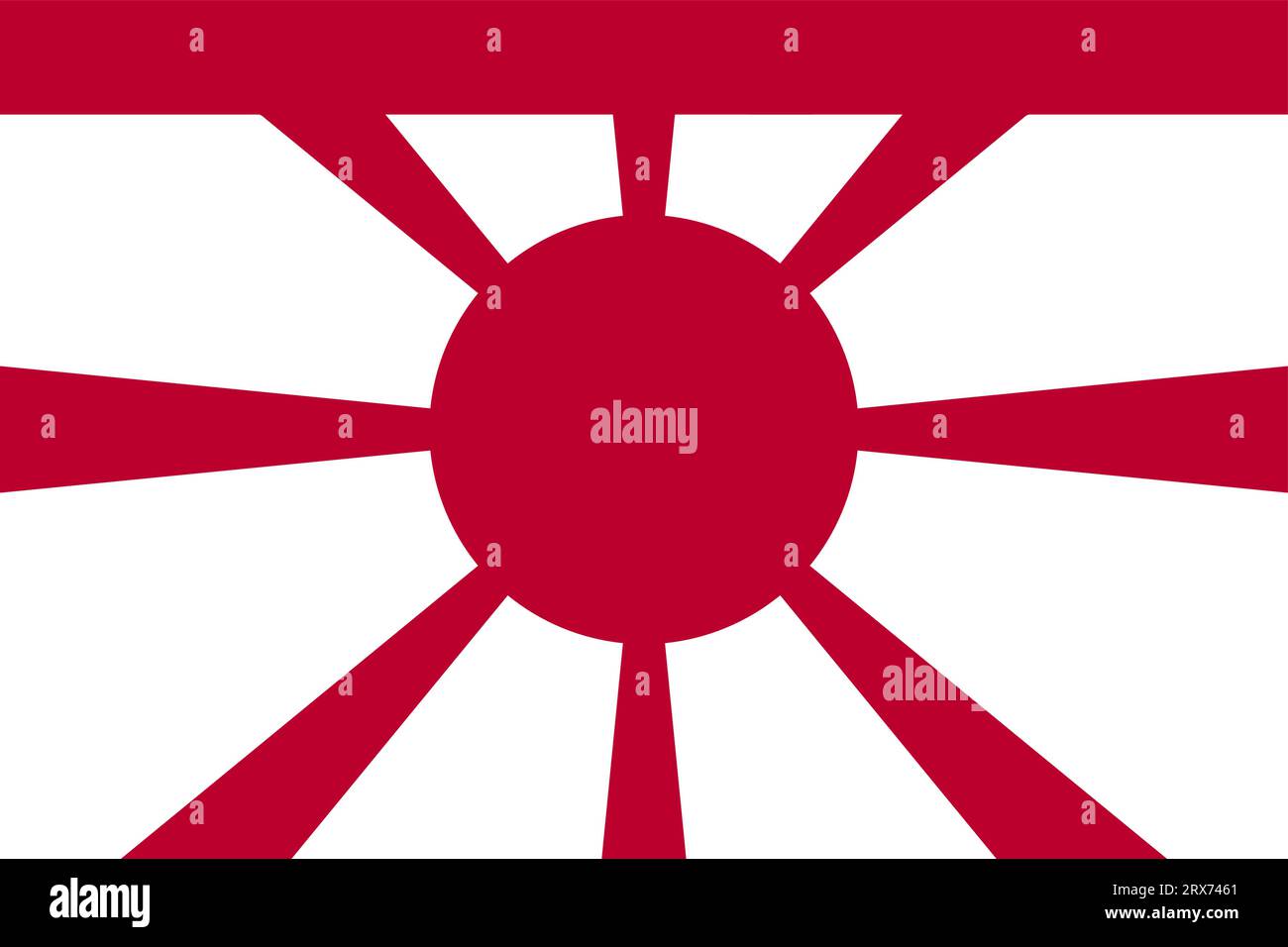 Flag of the Empire of Japan. The Rising Sun Flag brush concept. Horizontal vector Illustration of Naval flag, flown by ships of the Imperial Japanese Stock Vector