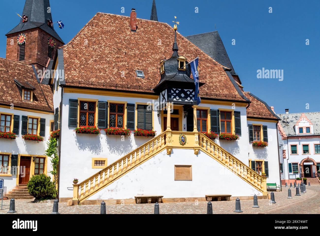 Old city hall of Deidesheim on the German Wine Road at Rhineland-Palatinate in Germany Stock Photo