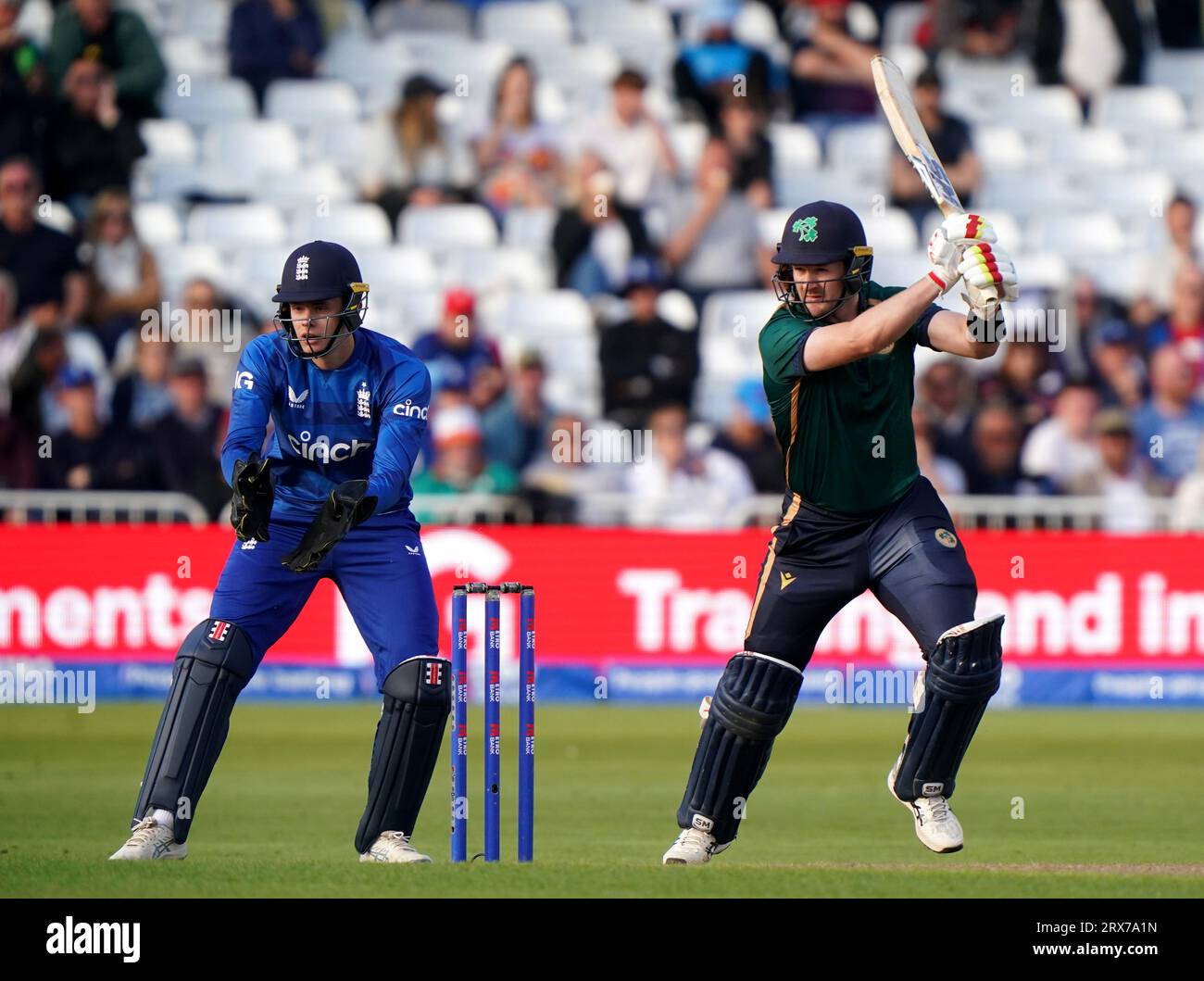 Ireland's Barry McCarthy (right) batting during the second Metro Bank One Day International match at Trent Bridge, Nottingham. Picture date: Saturday September 23, 2023. Stock Photo