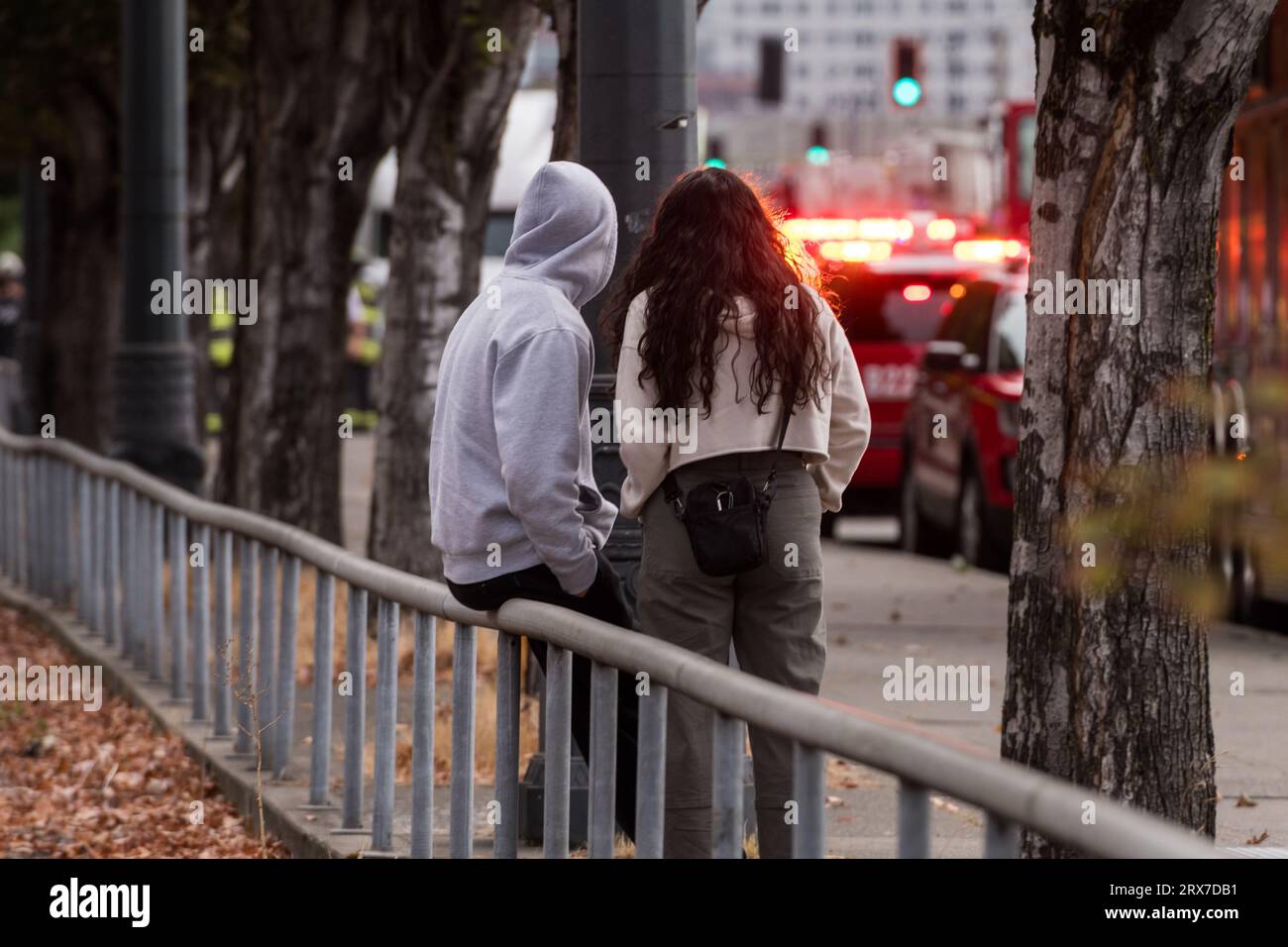 Seattle, USA. 23 Sep, 2023. Early in the morning police and fire