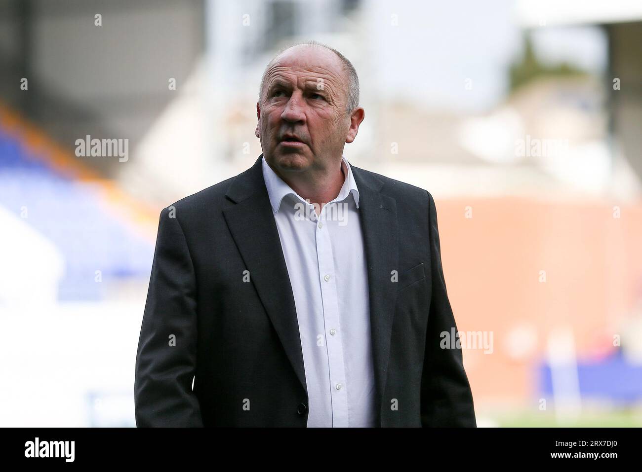 Birkenhead, UK. 23rd Sep, 2023. John Coleman, the Manager of Accrington Stanley looks on. EFL Skybet Football league two match, Tranmere Rovers v Accrington Stanley at Prenton Park, Birkenhead, Wirral on Saturday 23rd September 2023. this image may only be used for Editorial purposes. Editorial use only, .pic by Chris Stading/ Credit: Andrew Orchard sports photography/Alamy Live News Stock Photo