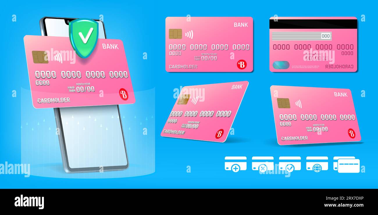 3d Credit Card Design Bank Payment In Phone Online Pay App Wallet