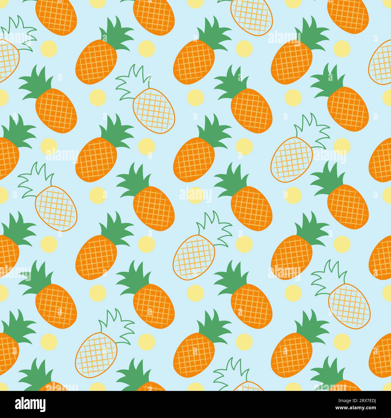 Seamless pattern with pineapples on a blue background Stock Vector