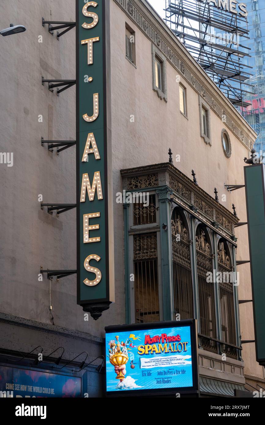 'Monty Python's Spamalot' playing at the St. James Theatre in New York City, 2023, USA Stock Photo