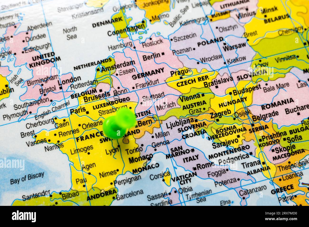 This Stock Image Shows The Location Of France On A World Map Stock   This Stock Image Shows The Location Of France On A World Map 2RX7MD0 