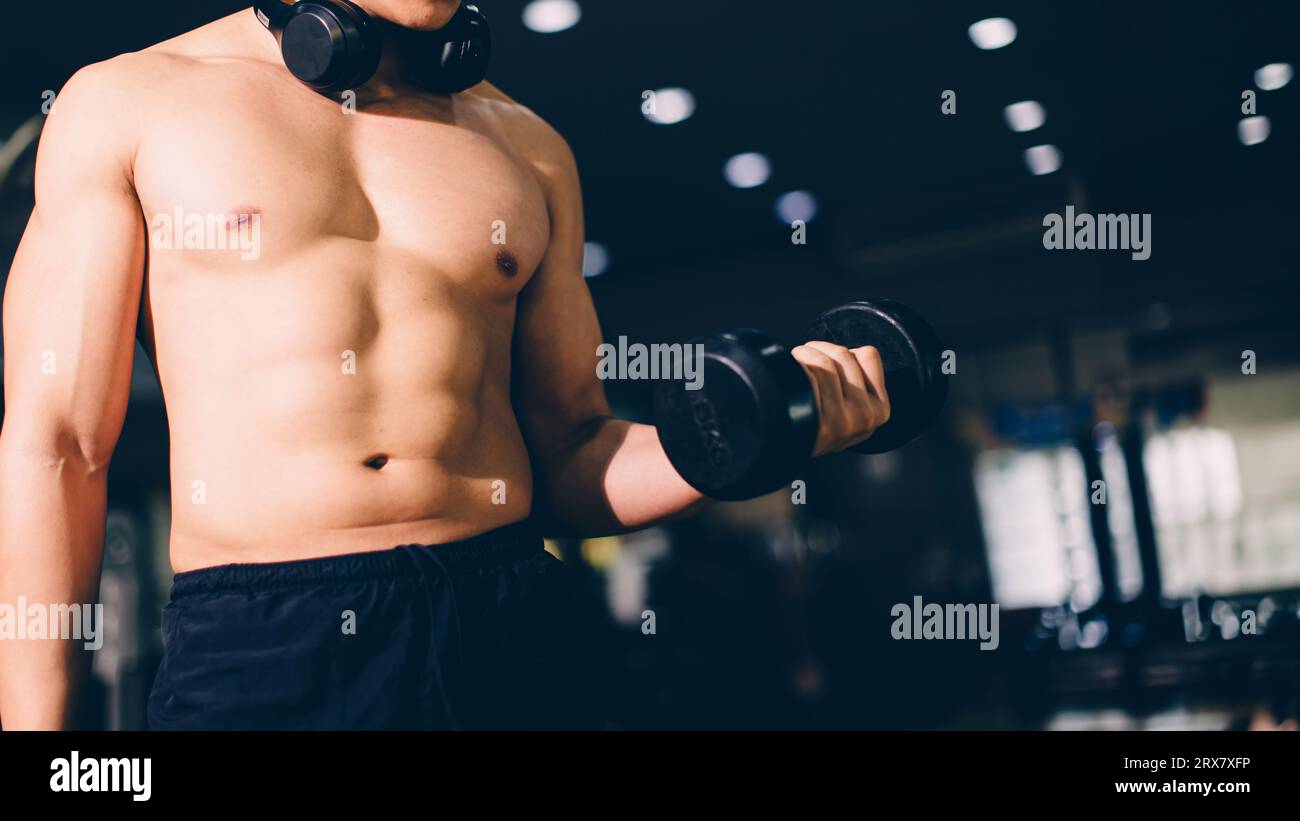 Sport male bodybuilding beautiful perfect strength chest muscular from