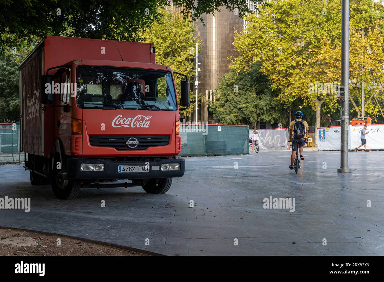 Palma de Mallorca, Spain; september 11 2023: Beverage delivery truck of the multinational company CocaCola parked in the historic center of Palma de M Stock Photo