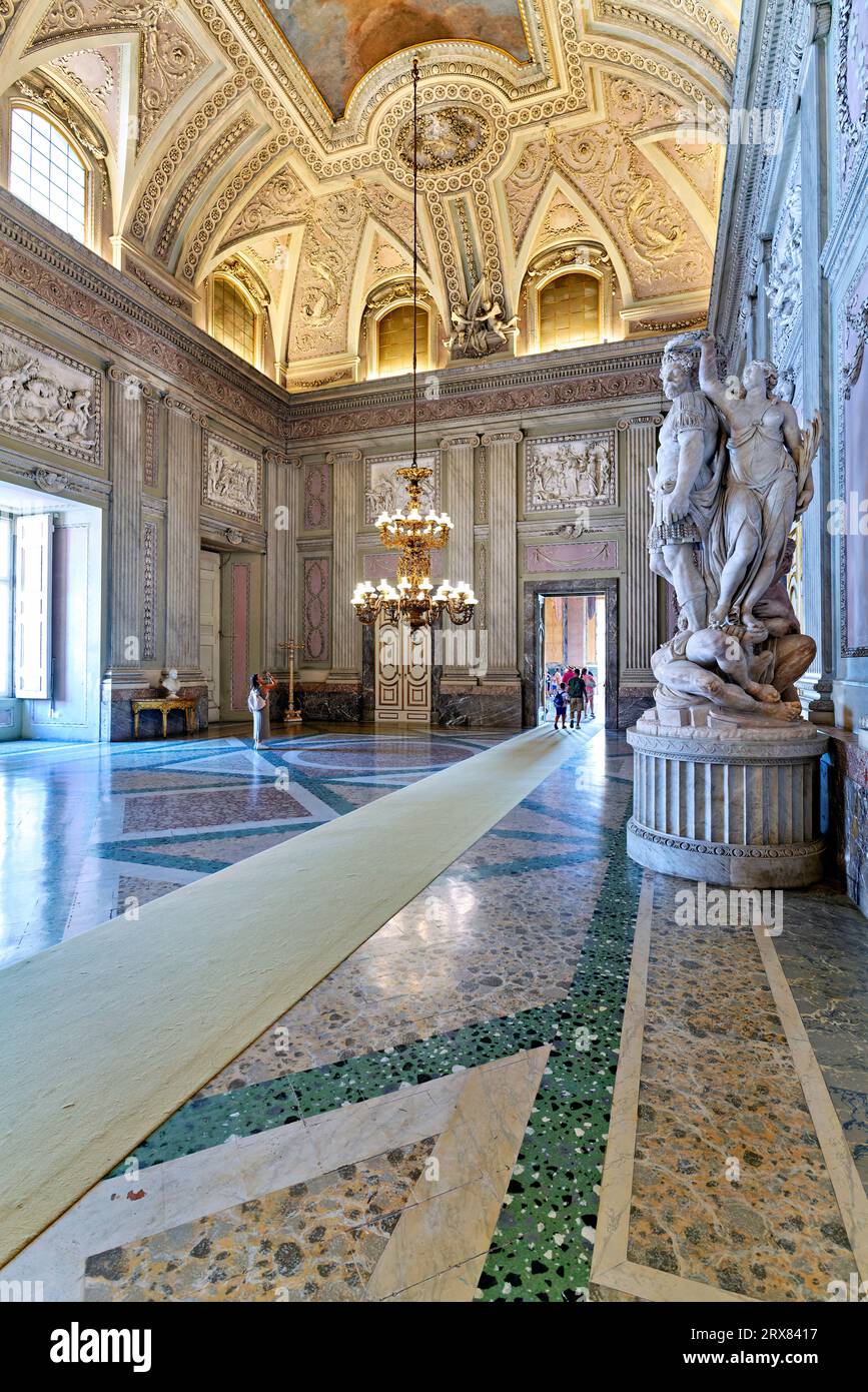 Caserta Campania Italy. The Royal Palace. The Hall of the bodyguards Stock Photo