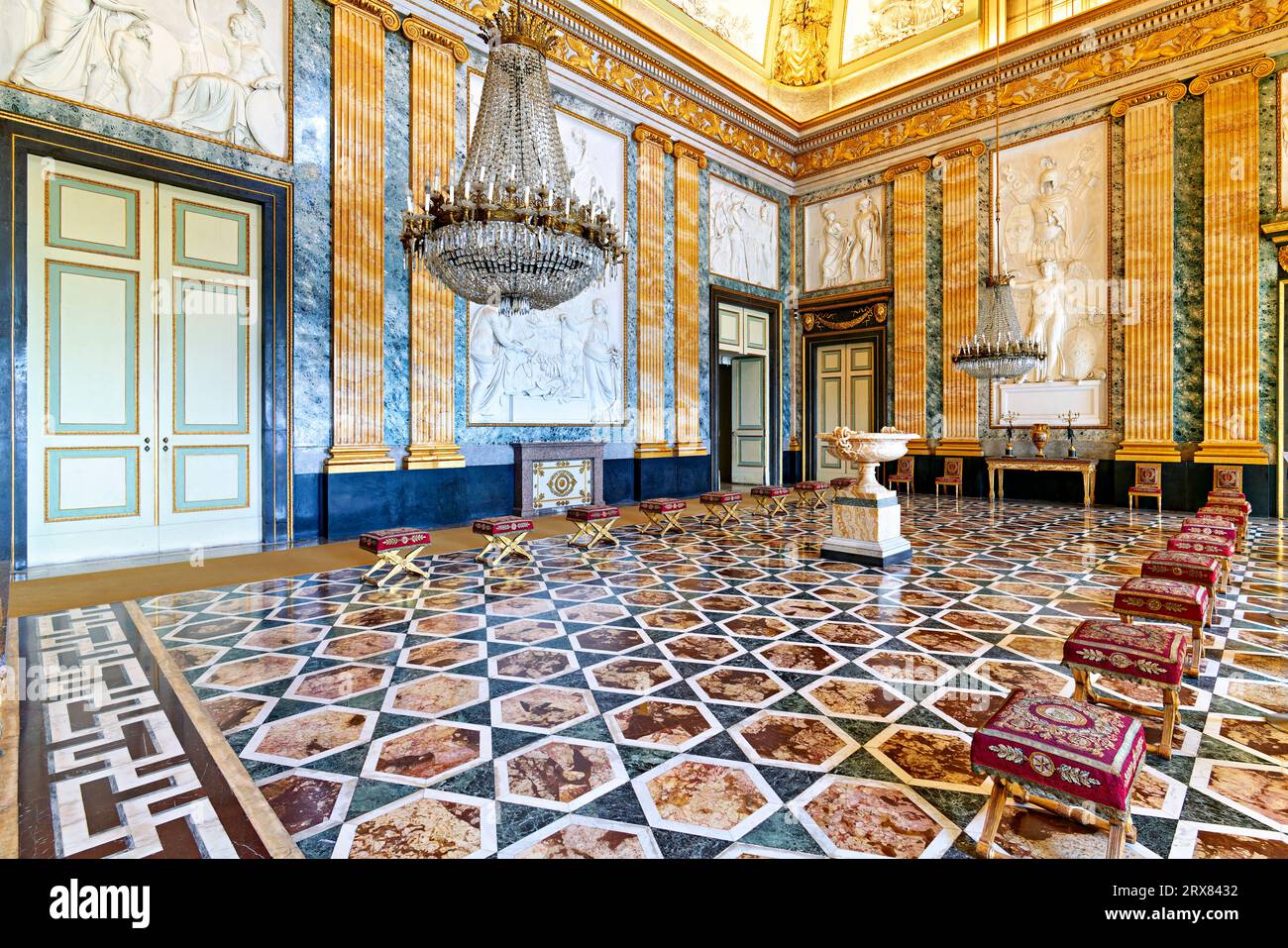 Caserta Campania Italy. The Royal Palace. The Hall of Mars Stock Photo