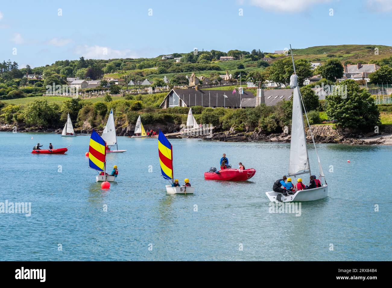 Kids learning to sail at Schull Community College sailing school, Schull, West Cork, Ireland. Stock Photo