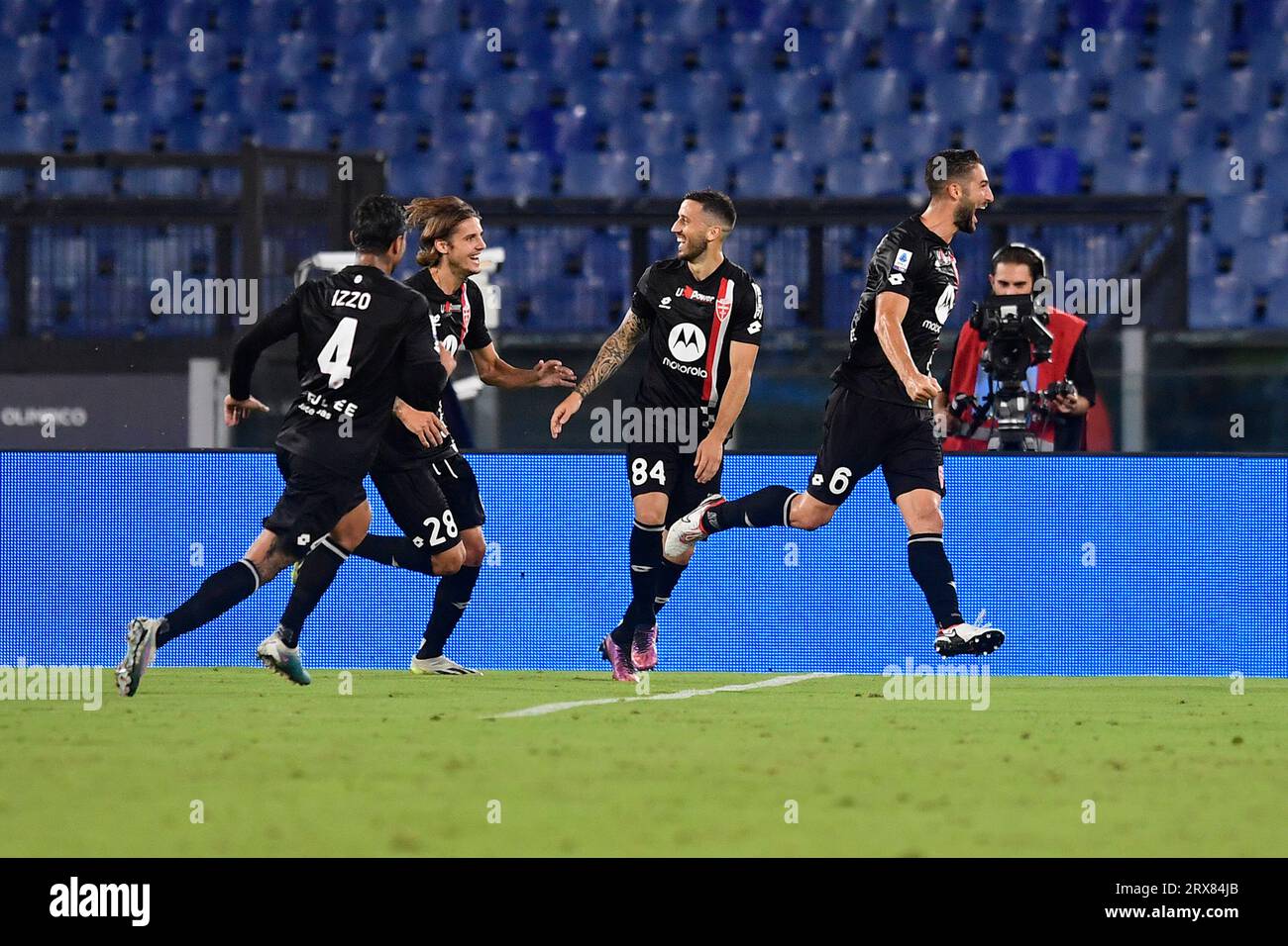 Rome, Italy. 23rd Sep, 2023. Roberto Gagliardini of AC Monza celebrates after scoring the goal of 1-1 during the Serie A football match between SS Lazio and AC Monza at Olimpico stadium in Rome (Italy), September 23rd, 2023. Credit: Insidefoto di andrea staccioli/Alamy Live News Stock Photo
