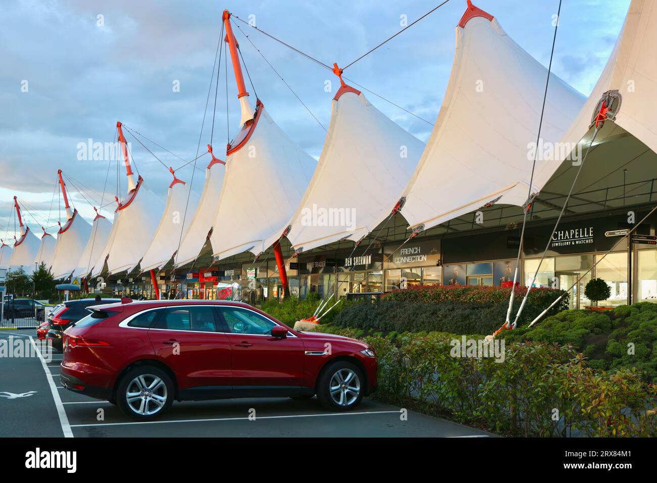View from the car park at Ashford Designer Outlet shopping centre