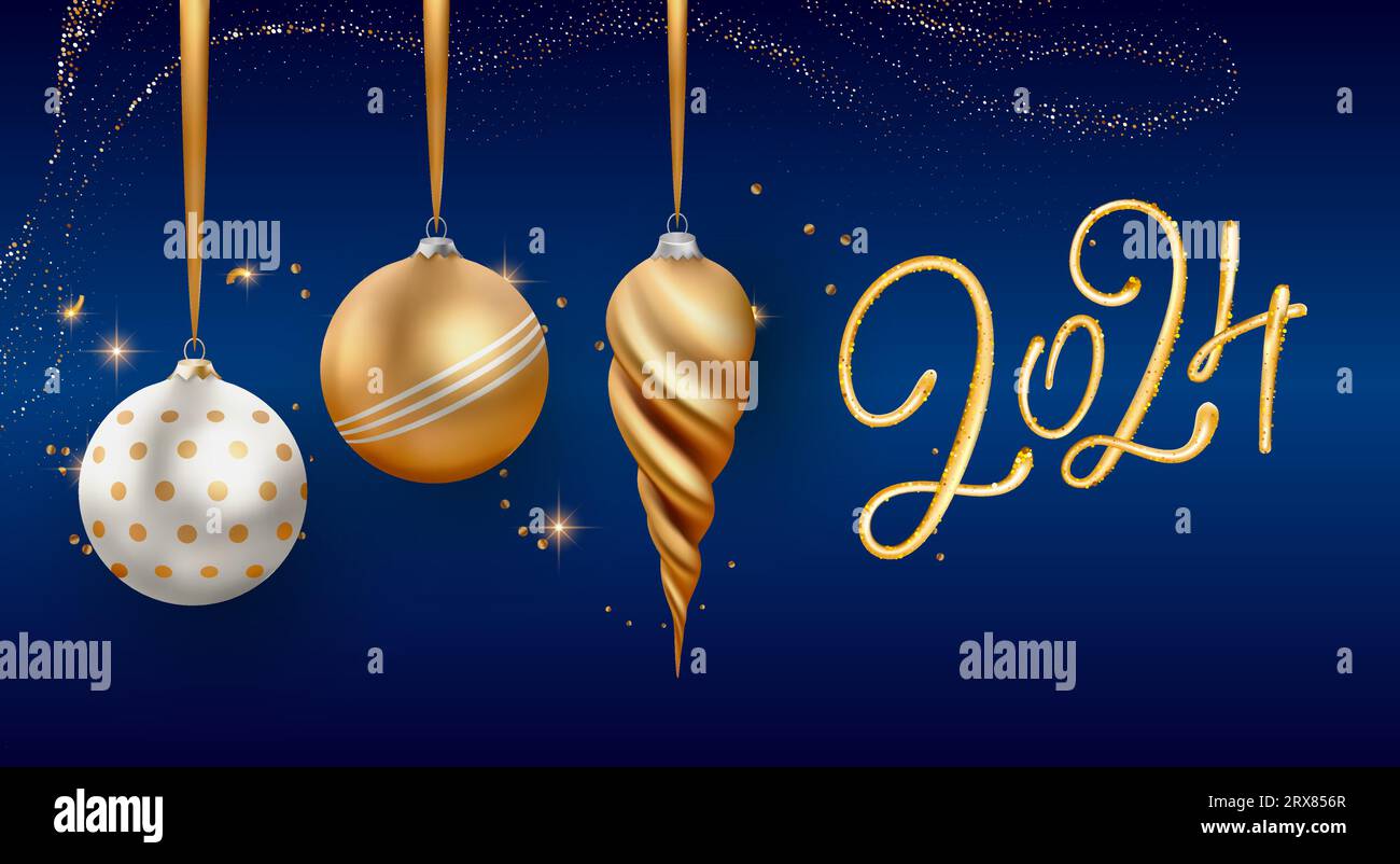 3d Golden Christmas decoration 2025 New Year realistic ball render
