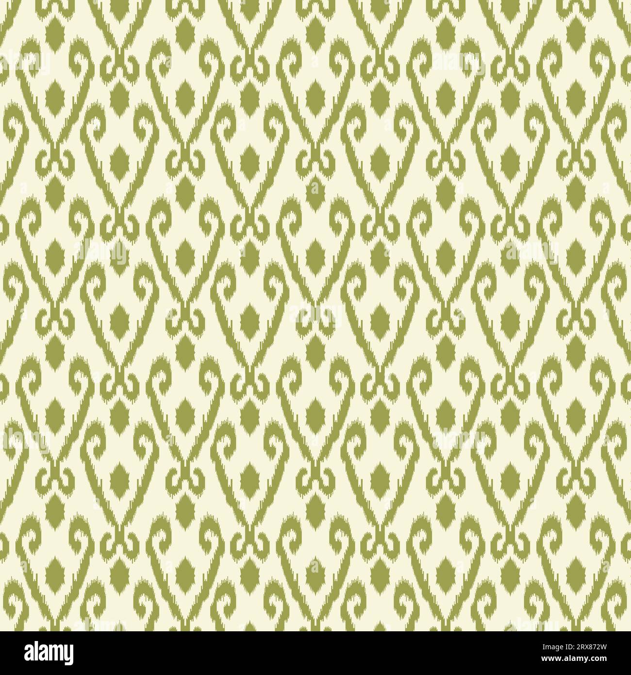 A vibrant green and white ikat pattern Stock Vector
