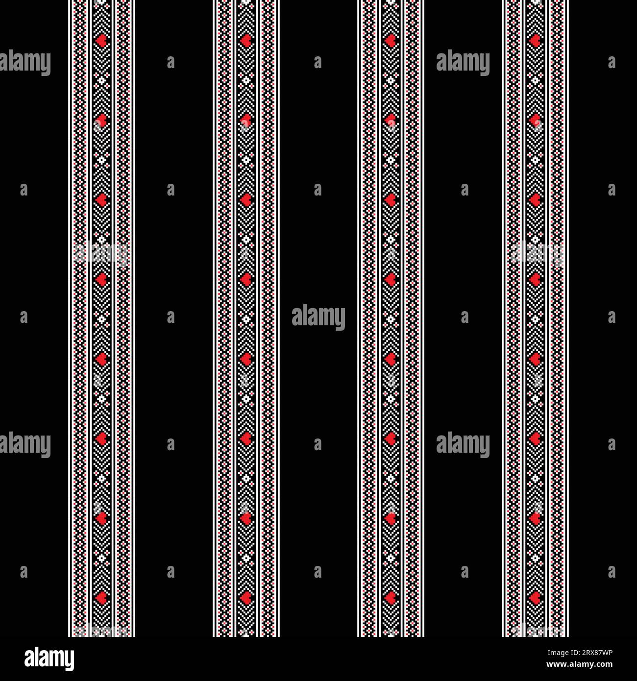 A black and white striped borders with red dots Stock Vector