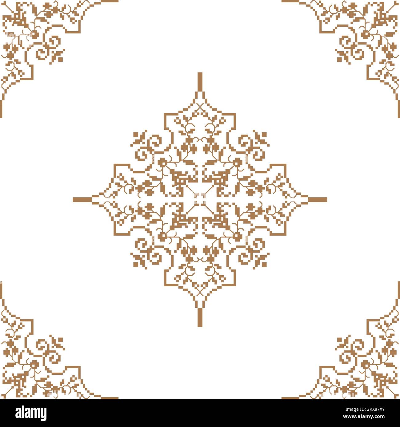 A cross stitch pattern in brown and white Stock Vector