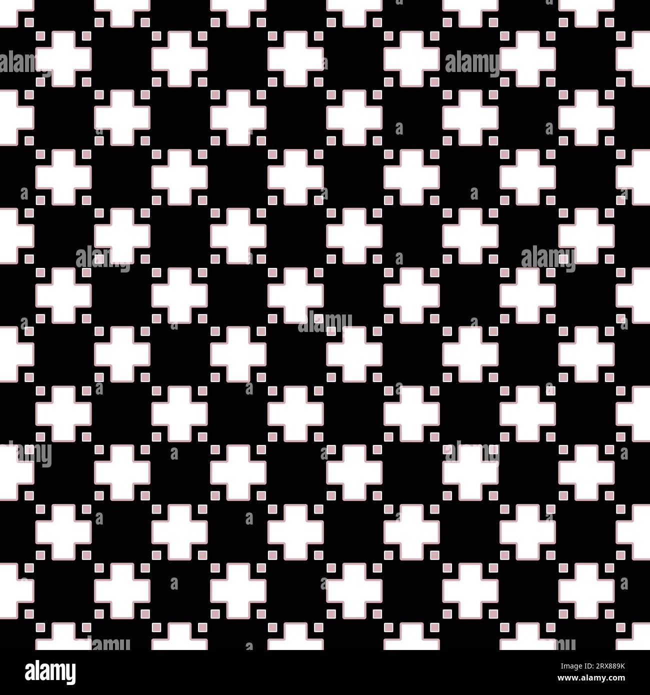 A black and white pattern with white crosses Stock Vector