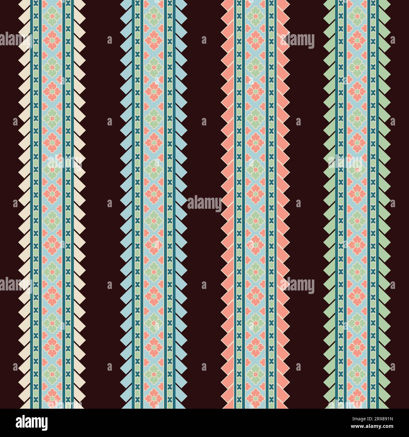 A striped pattern borders with a brown background Stock Vector