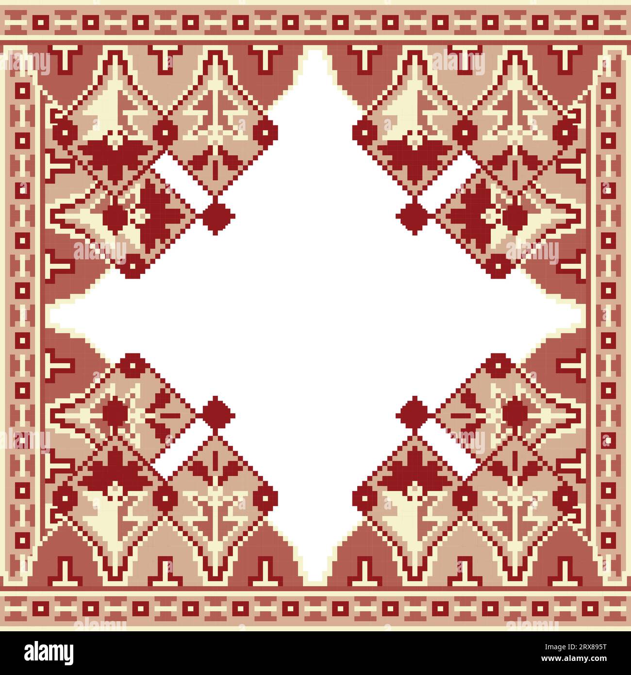 A cross stitch pixel art pattern with a white background Stock Vector