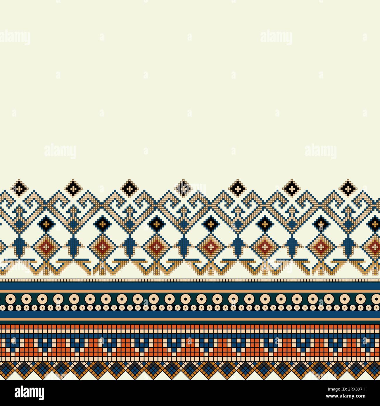 A cross stitch border with a white background Stock Vector