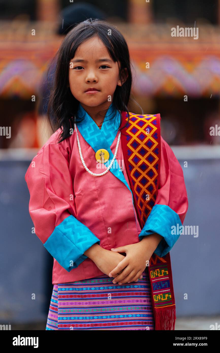 Bhutan girl in national dress Stock Photo Alamy