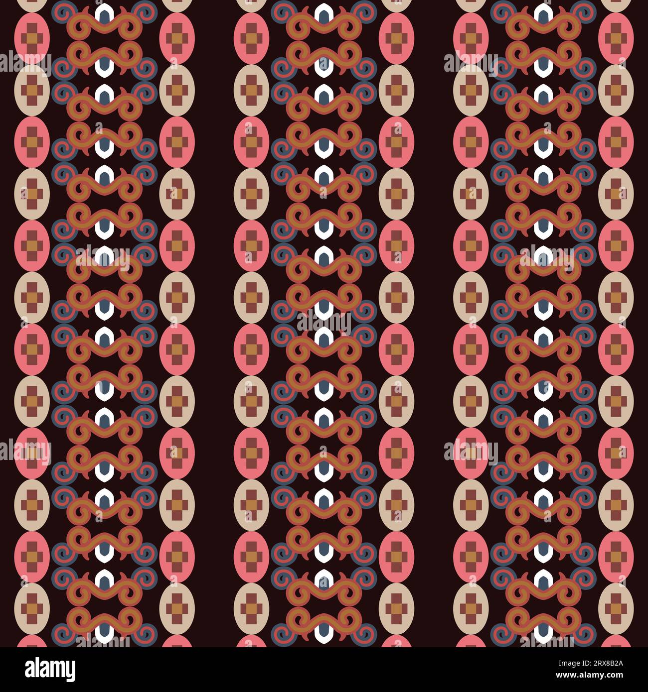 A pattern with circles and squares on a brown background Stock Vector