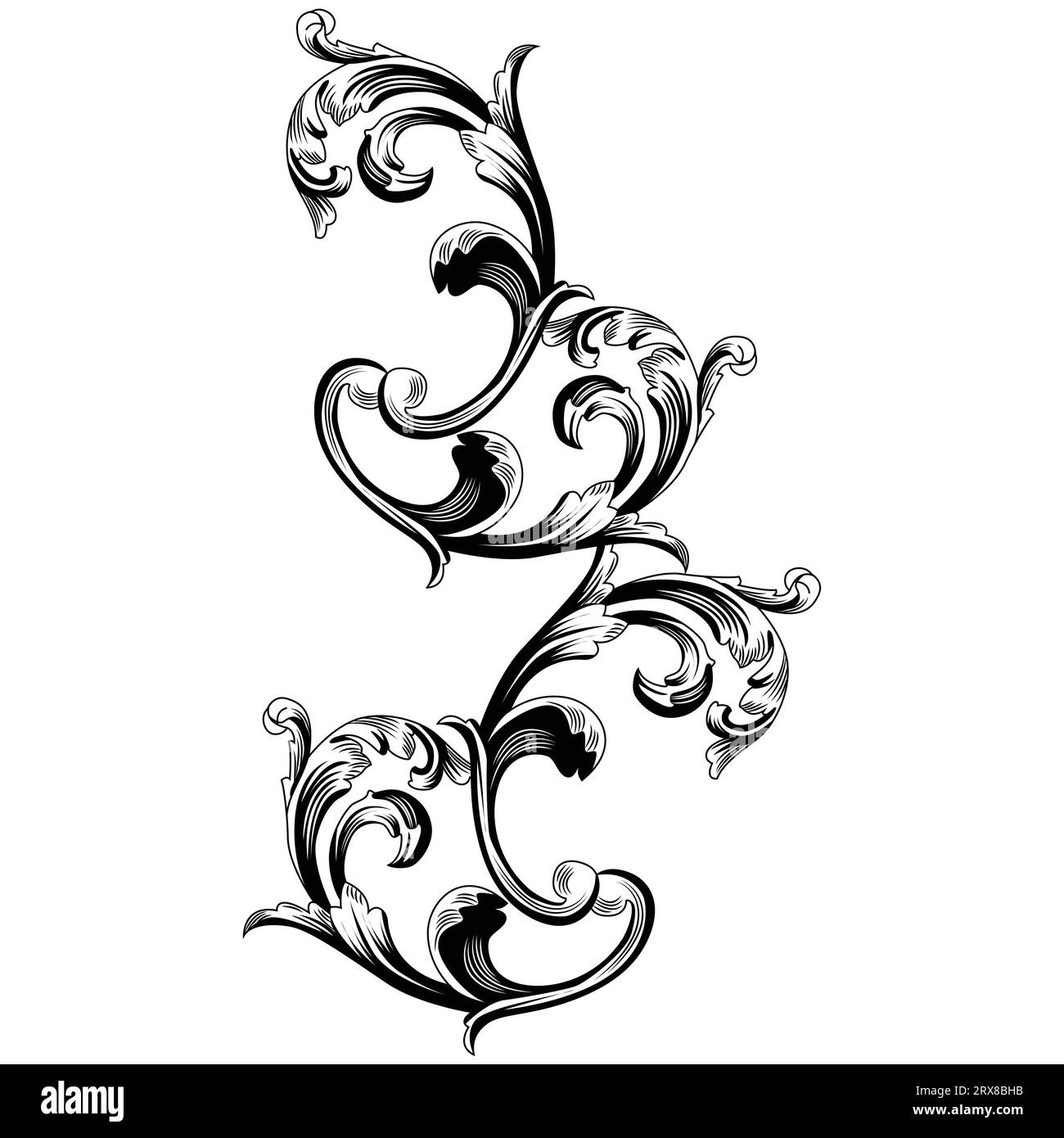 Elegant sleek mughal inspired abstract swirls, line art Stock Vector