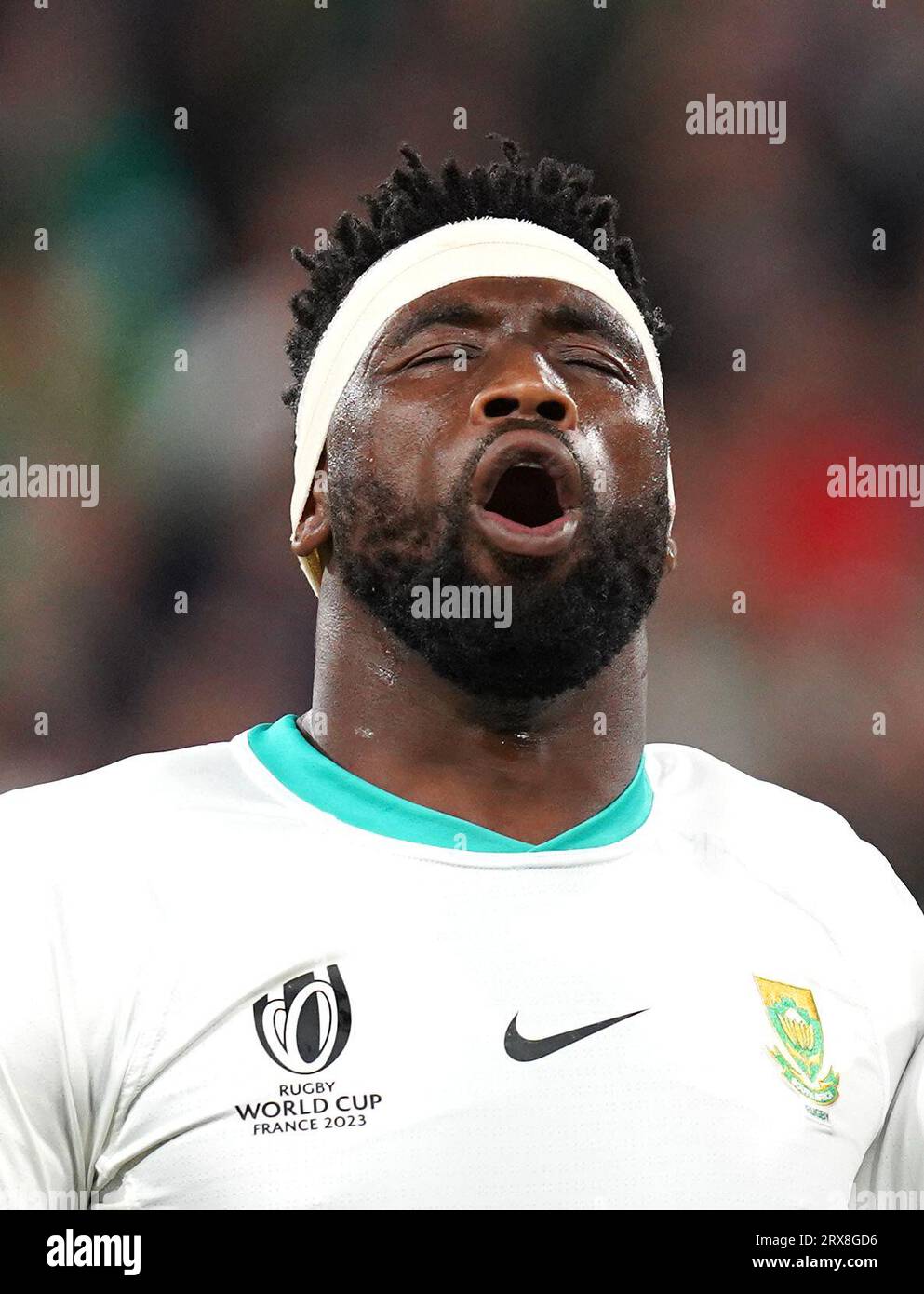 South Africa's Siya Kolisi Signs The National Anthem Before The Rugby ...